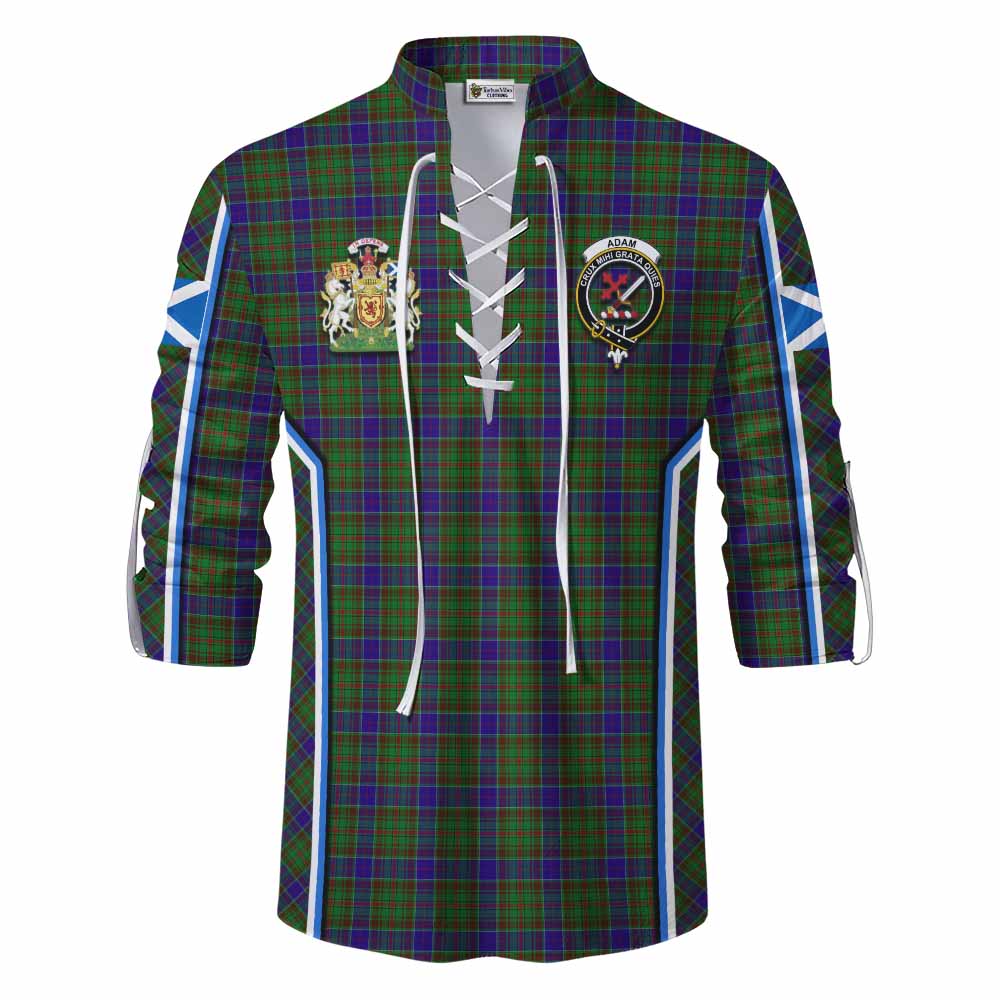 Adam Tartan Crest Ghillie Kilt Shirt Scotland Coat of Arm Flag Style - Tartan Vibes Clothing