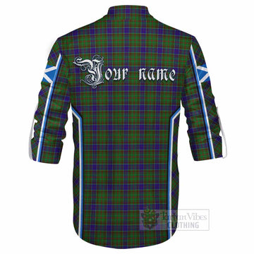 Adam Tartan Crest Ghillie Kilt Shirt Scotland Coat of Arm Flag Style