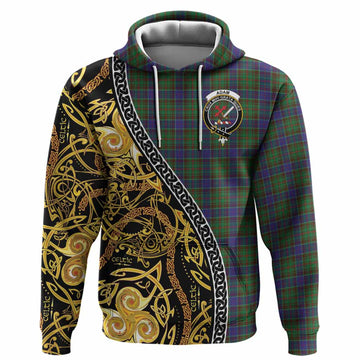 Adam Tartan Crest Hoodie Celtic Knot and Triple Trickle Spiral Symbols
