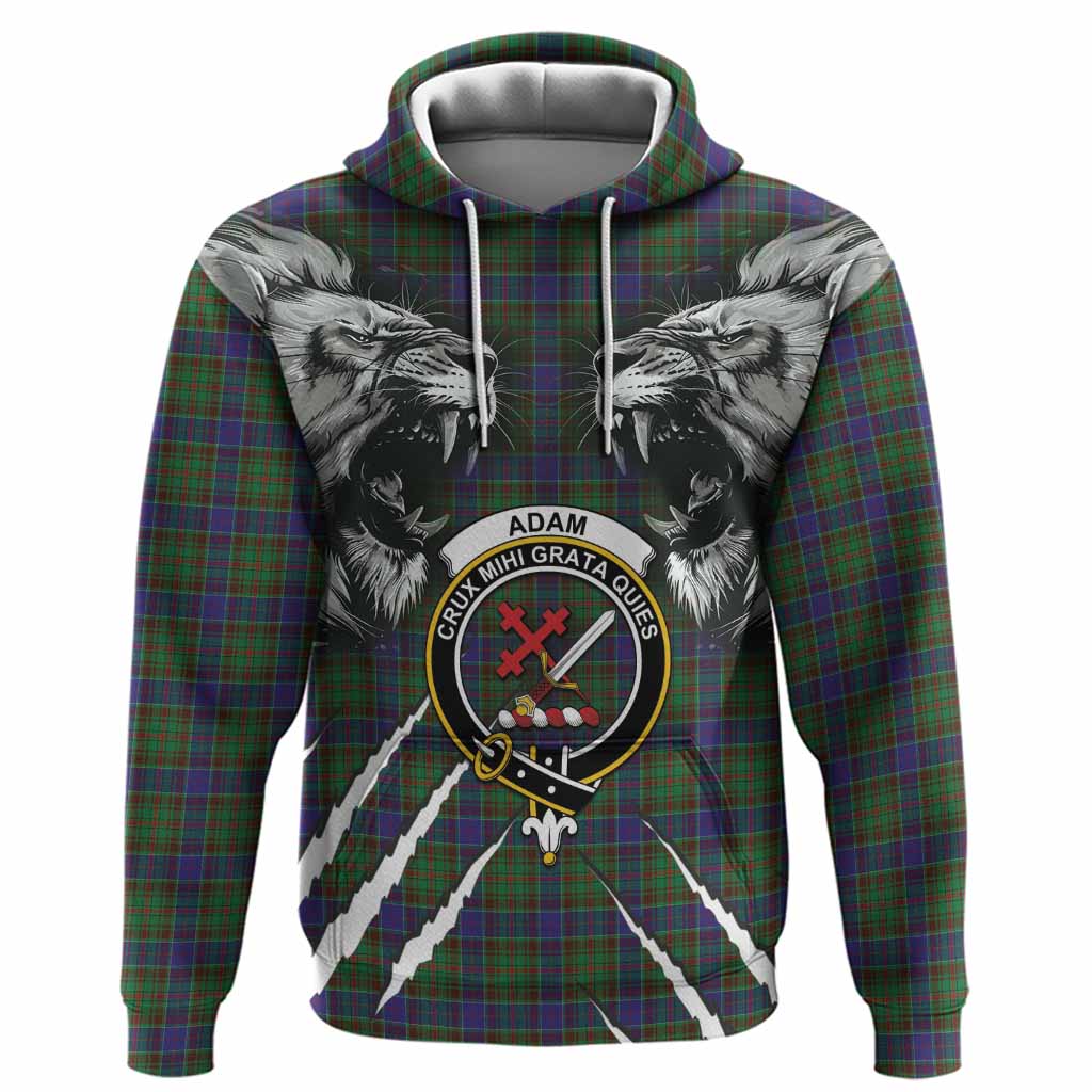 Adam Tartan Crest Hoodie Ferocious Lion Style