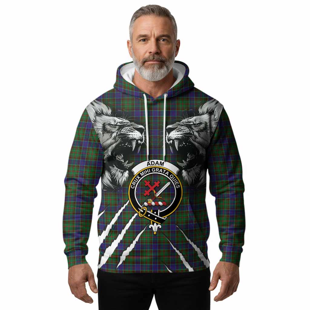 Adam Tartan Crest Hoodie Ferocious Lion Style