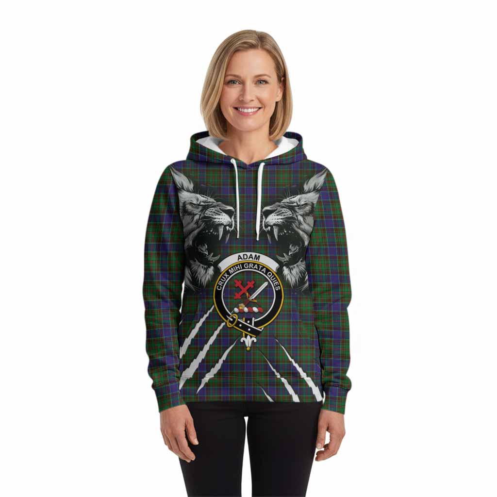 Adam Tartan Crest Hoodie Ferocious Lion Style