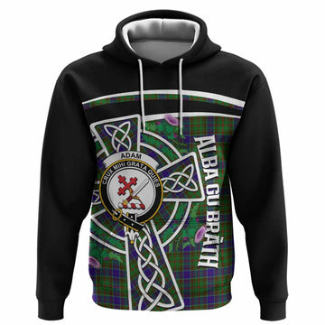 Adam Tartan Crest Hoodie Scottish Thistle Celtic Cross Alba Gu Brath