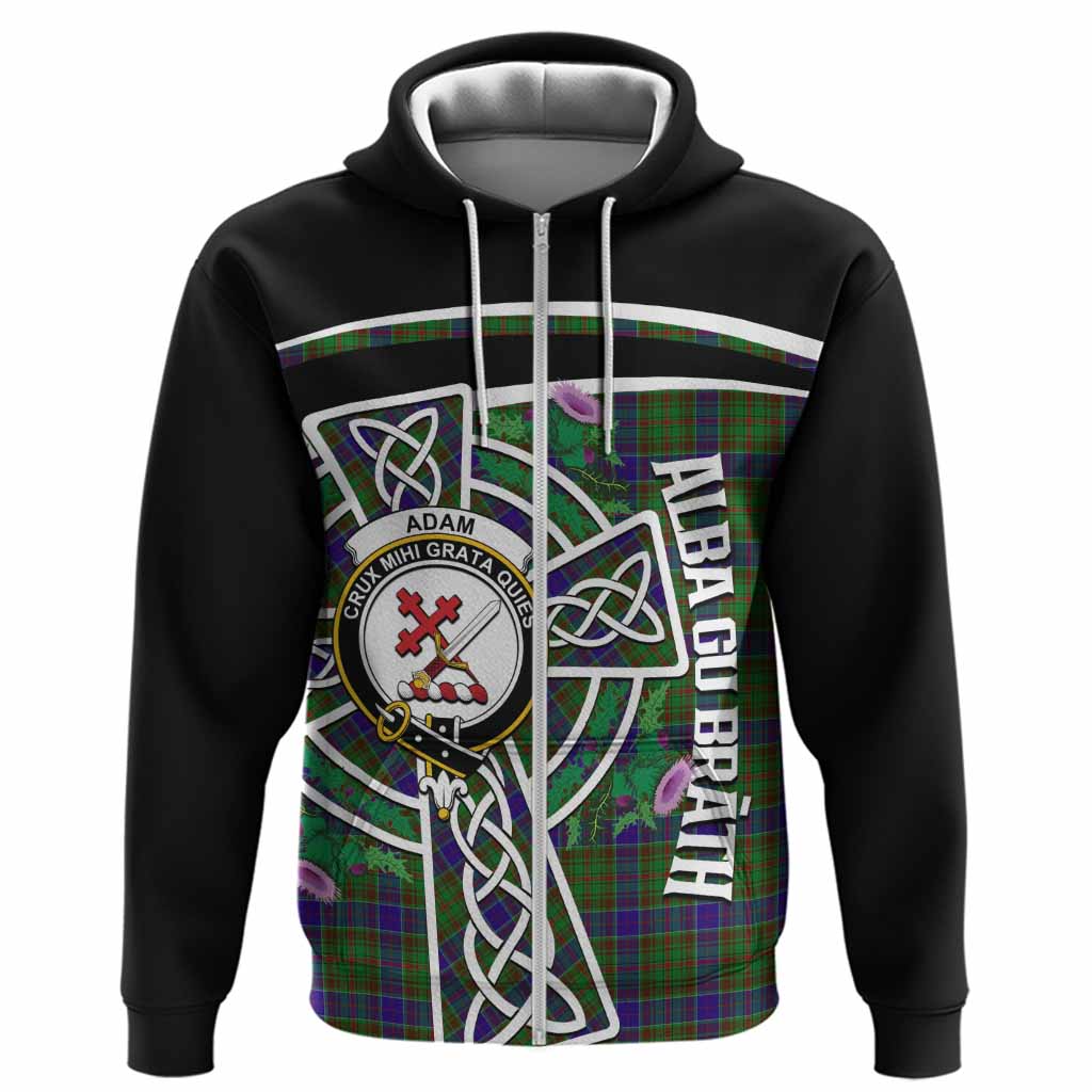 Adam Tartan Crest Hoodie Scottish Thistle Celtic Cross Alba Gu Brath