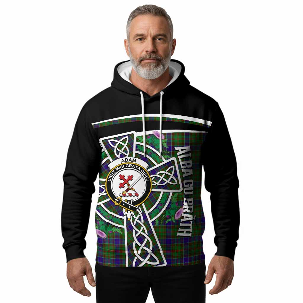 Adam Tartan Crest Hoodie Scottish Thistle Celtic Cross Alba Gu Brath