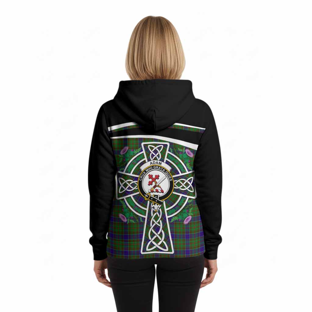 Adam Tartan Crest Hoodie Scottish Thistle Celtic Cross Alba Gu Brath