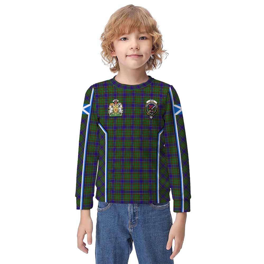 Adam Tartan Crest Kid Knitted Sweatshirt Scotland Coat of Arm Flag Style - Tartan Vibes Clothing