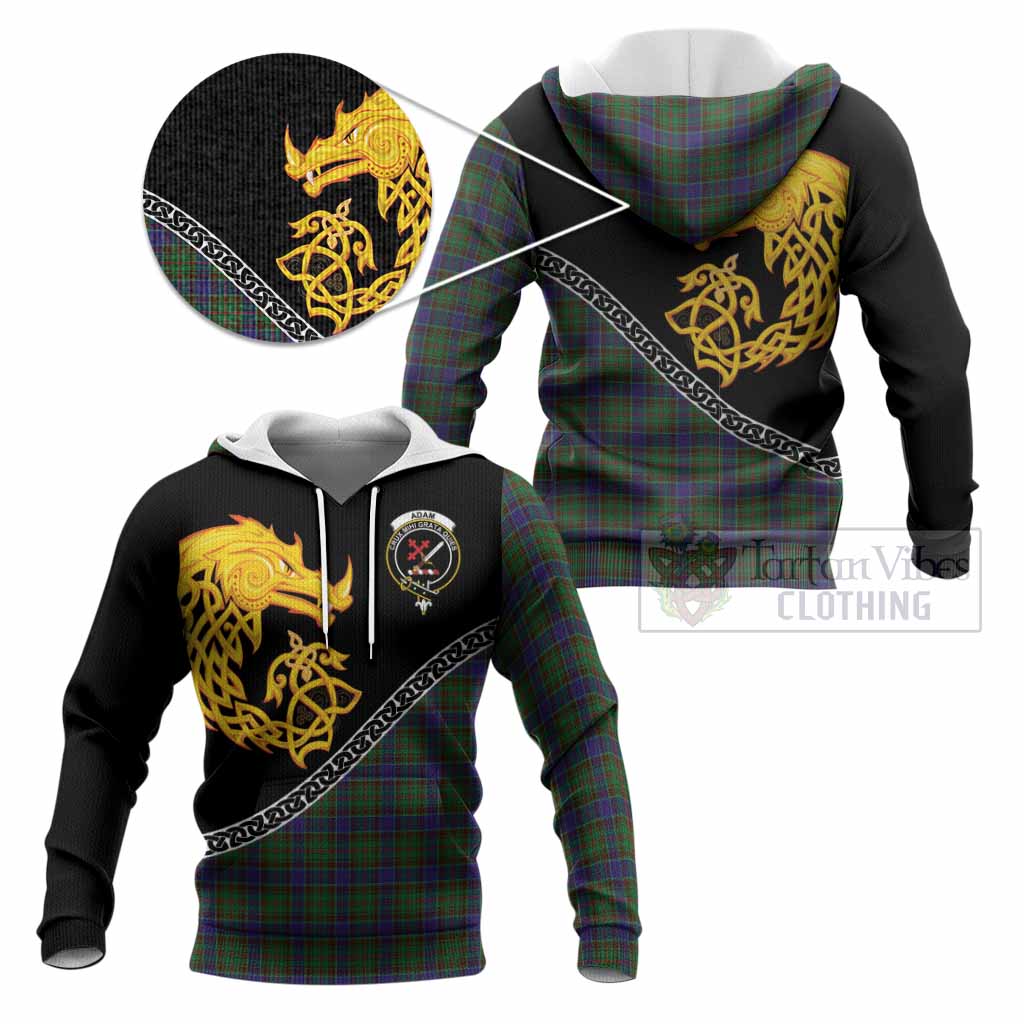 Adam Tartan Crest Knitted Hoodie Legendary Dragon Knot Half Style