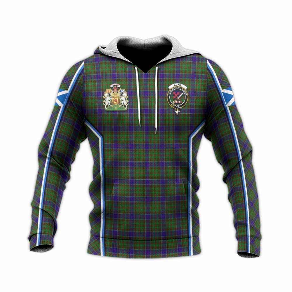 Adam Tartan Crest Knitted Hoodie Scotland Coat of Arm Flag Style - Tartan Vibes Clothing