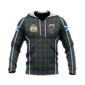 Adam Tartan Crest Knitted Hoodie Scotland Coat of Arm Flag Style - Tartan Vibes Clothing