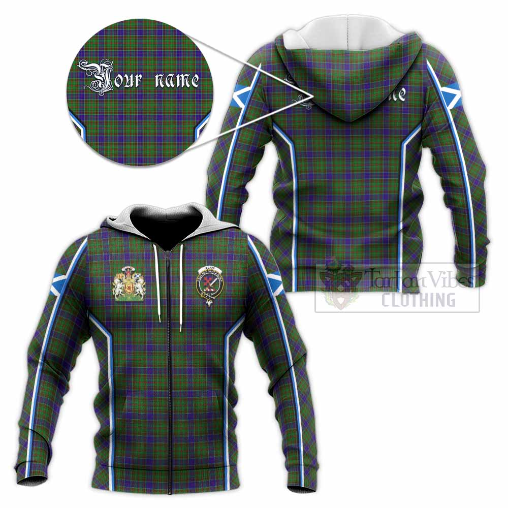 Adam Tartan Crest Knitted Hoodie Scotland Coat of Arm Flag Style - Tartan Vibes Clothing