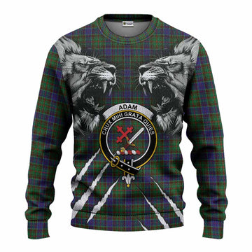 Adam Tartan Crest Knitted Sweater Ferocious Lion Style