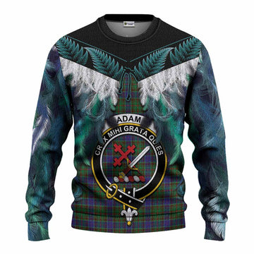 Adam Tartan Crest Knitted Sweater New Zealand Maori Korowai Cloak