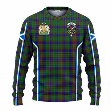 Adam Tartan Crest Knitted Sweater Scotland Coat of Arm Flag Style