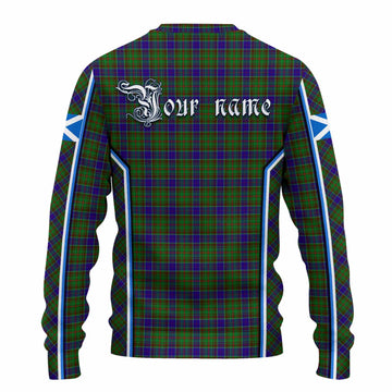 Adam Tartan Crest Knitted Sweater Scotland Coat of Arm Flag Style