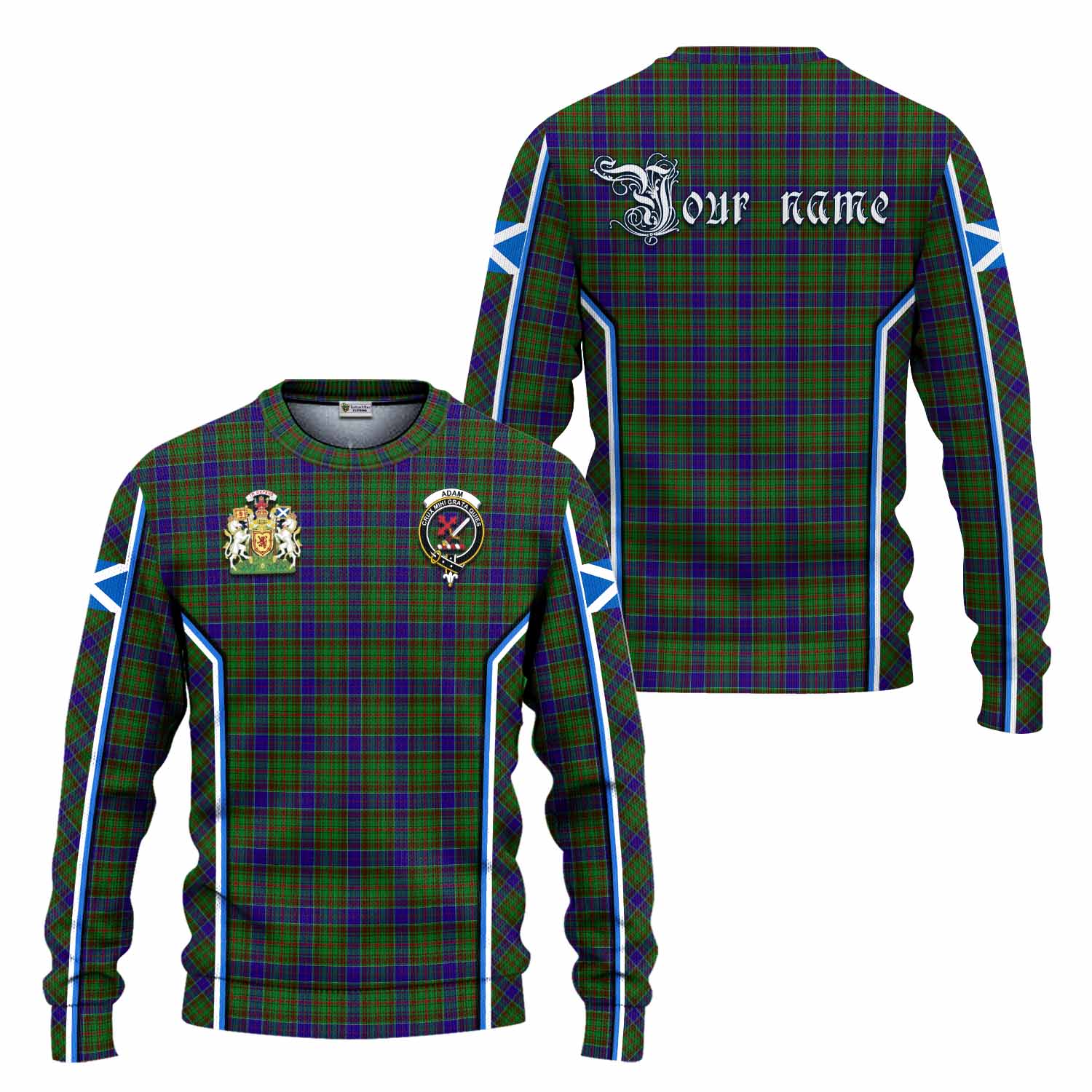Adam Tartan Crest Knitted Sweater Scotland Coat of Arm Flag Style - Tartan Vibes Clothing