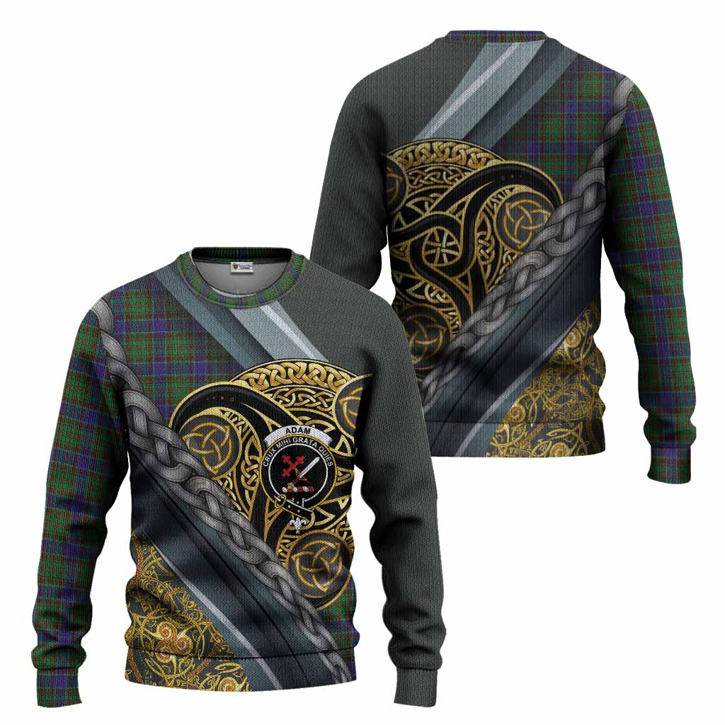 Adam Tartan Crest Knitted Sweater Scottish Triskele Celtic