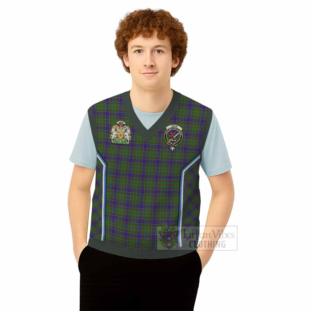 Adam Tartan Crest Knitted V-Neck Vest Scotland Coat of Arm Flag Style - Tartan Vibes Clothing