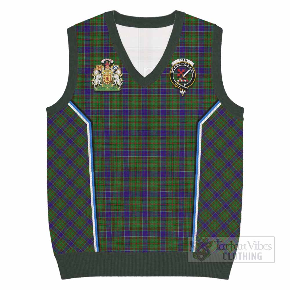 Adam Tartan Crest Knitted V-Neck Vest Scotland Coat of Arm Flag Style - Tartan Vibes Clothing