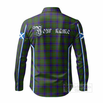Adam Tartan Crest Long Sleeve Button Shirts Scotland Coat of Arm Flag Style