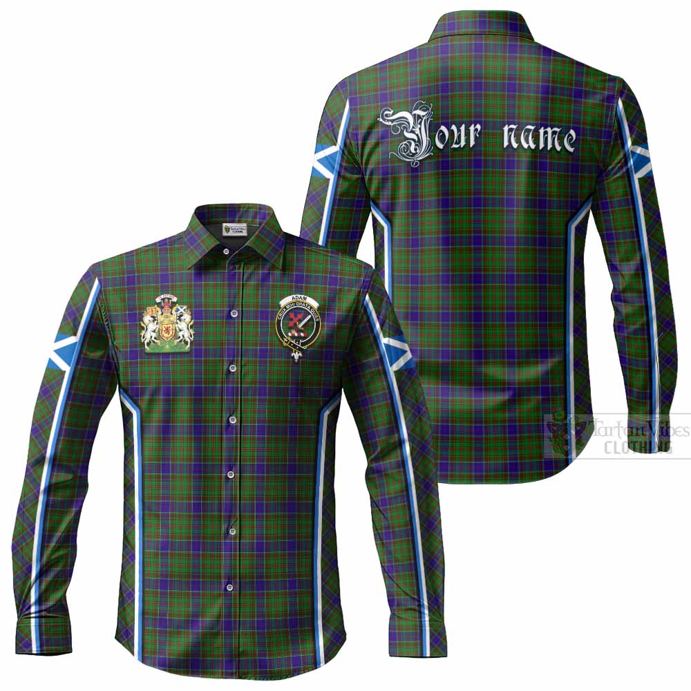 Adam Tartan Crest Long Sleeve Button Shirts Scotland Coat of Arm Flag Style - Tartan Vibes Clothing