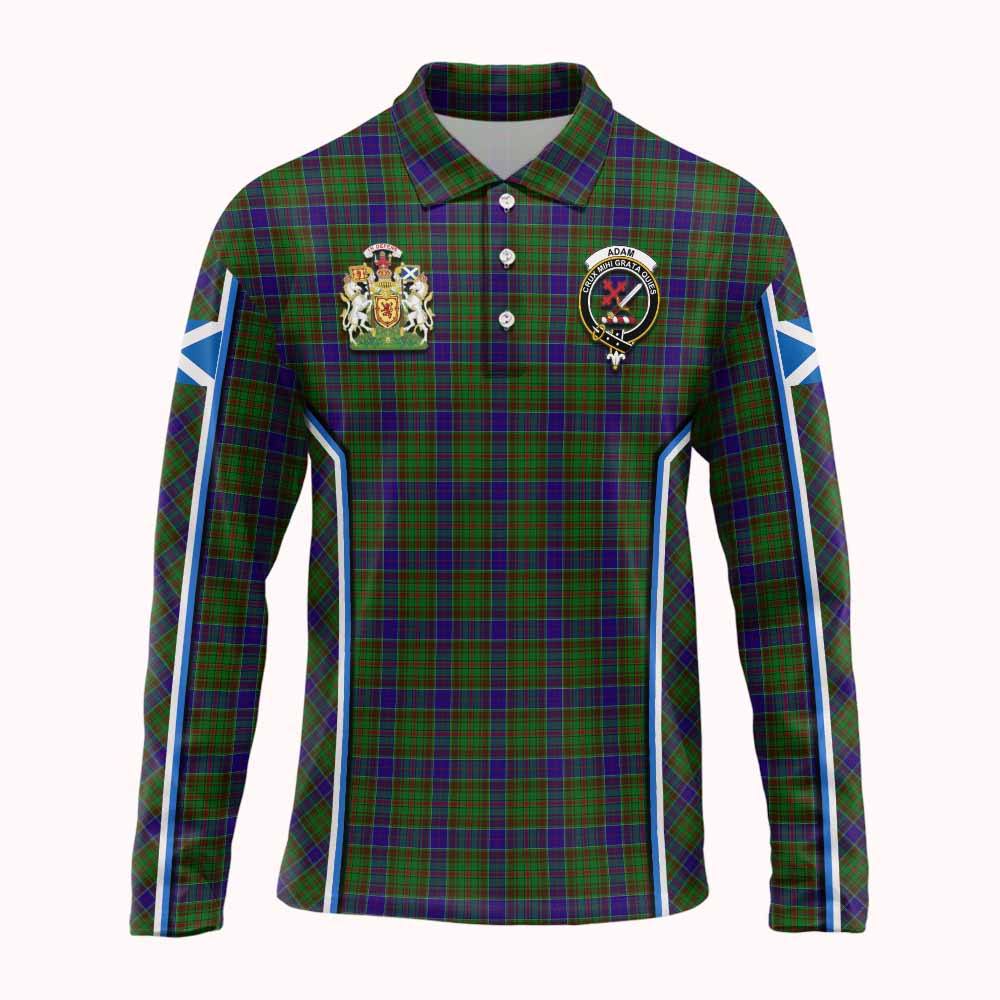 Adam Tartan Crest Long Sleeve Polo Shirt Scotland Coat of Arm Flag Style - Tartan Vibes Clothing