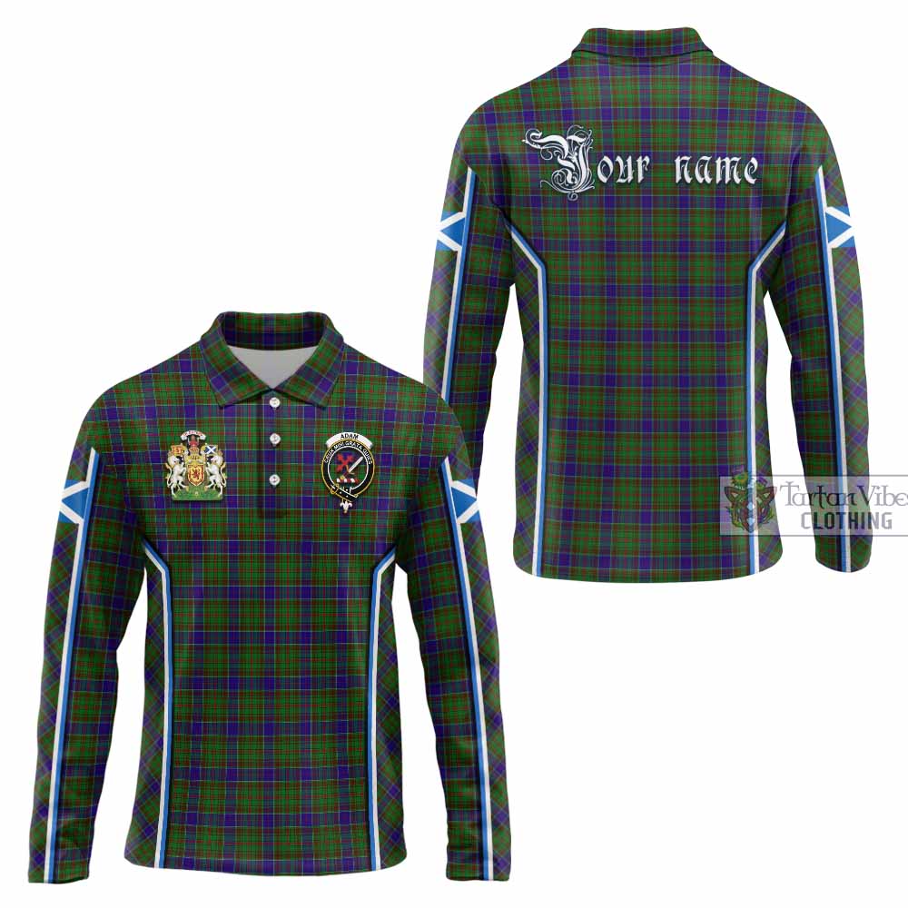 Adam Tartan Crest Long Sleeve Polo Shirt Scotland Coat of Arm Flag Style - Tartan Vibes Clothing