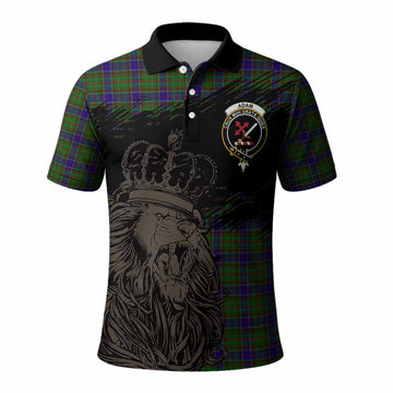 Adam Tartan Crest Polo Shirt Crowned Lion Heritage Style