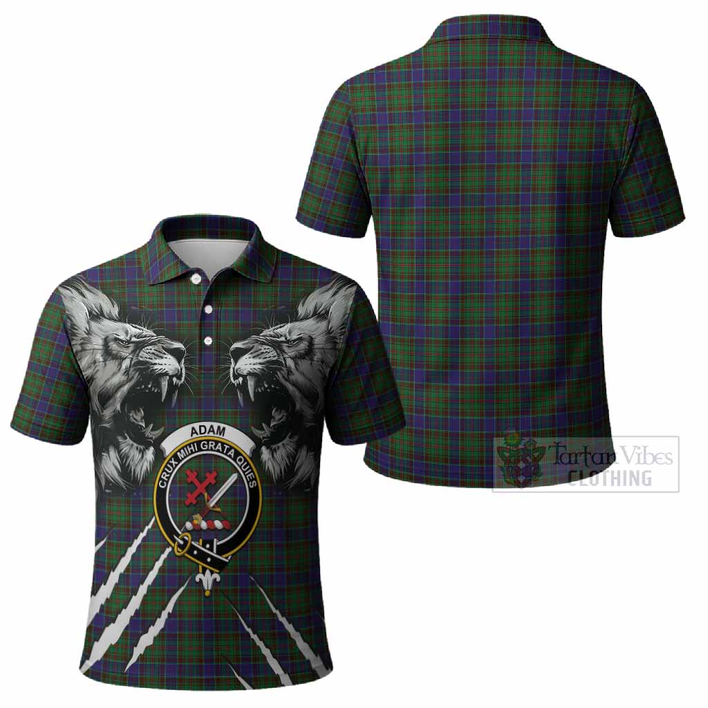 Adam Tartan Crest Polo Shirt Ferocious Lion Style