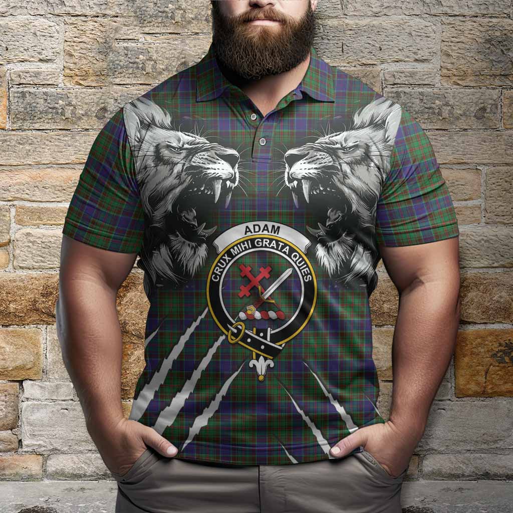 Adam Tartan Crest Polo Shirt Ferocious Lion Style