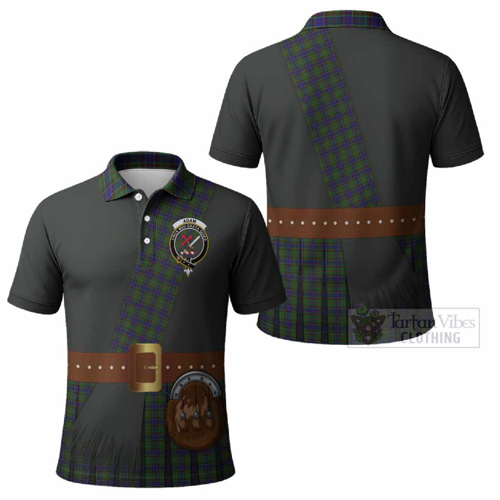 Adam Tartan Crest Polo Shirt Kilt Costume Style