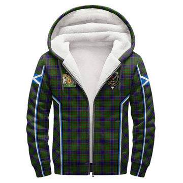 Adam Tartan Crest Sherpa Hoodie Scotland Coat of Arm Flag Style
