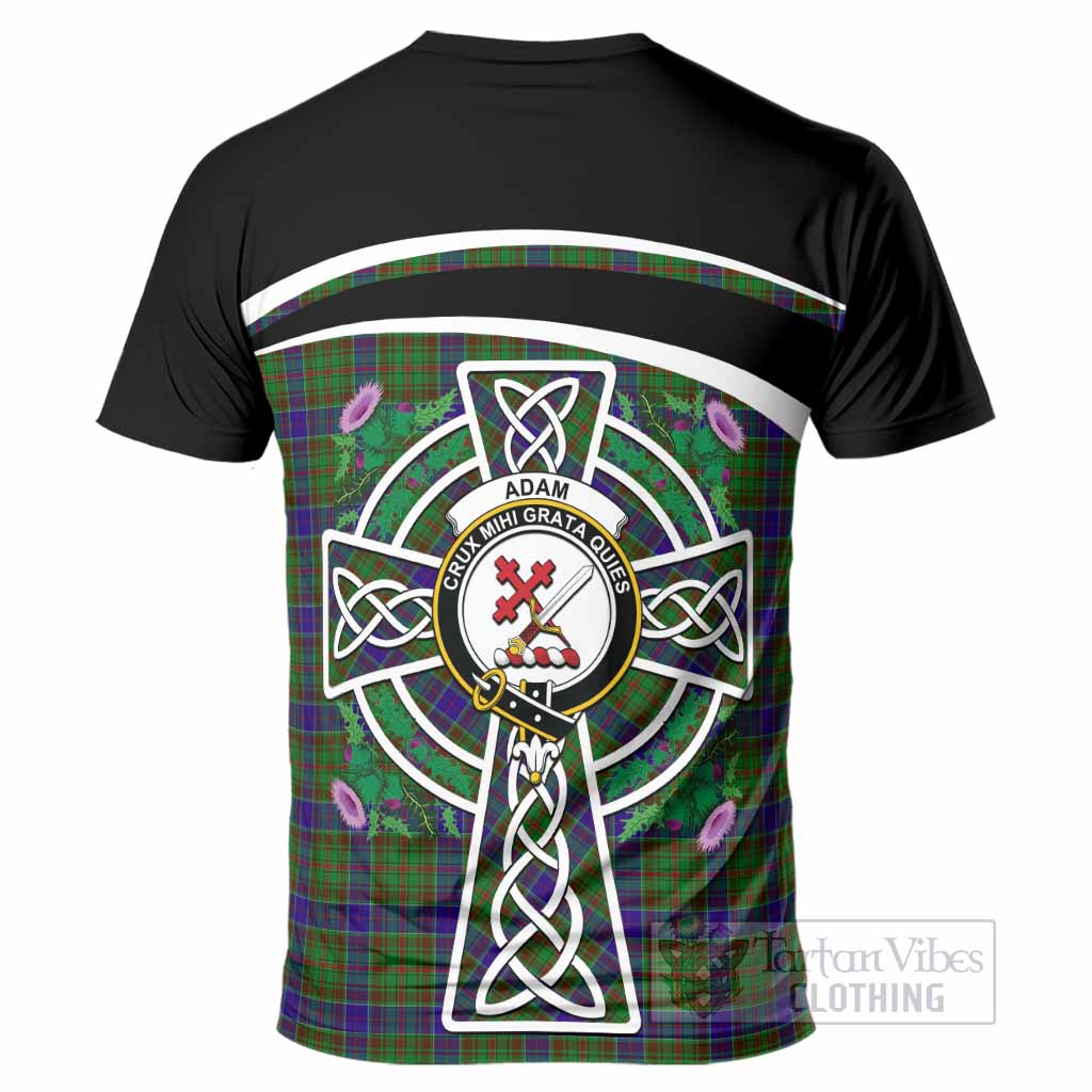 Adam Tartan Crest T-Shirt Scottish Thistle Celtic Cross Alba Gu Brath