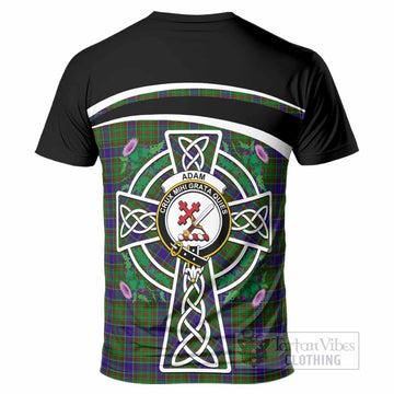 Adam Tartan Crest T-Shirt Scottish Thistle Celtic Cross Alba Gu Brath