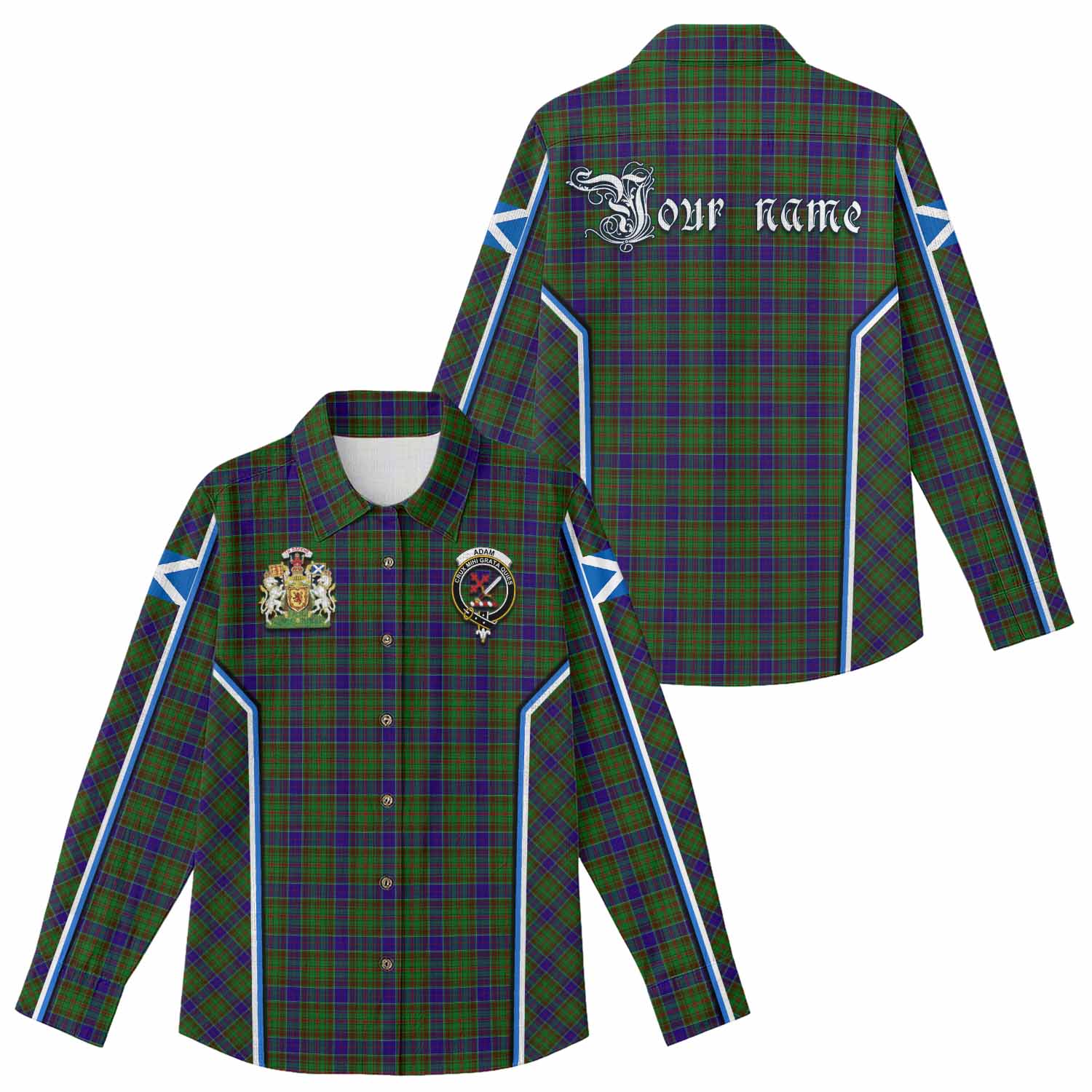 Adam Tartan Crest Women Casual Shirt Scotland Coat of Arm Flag Style - Tartan Vibes Clothing