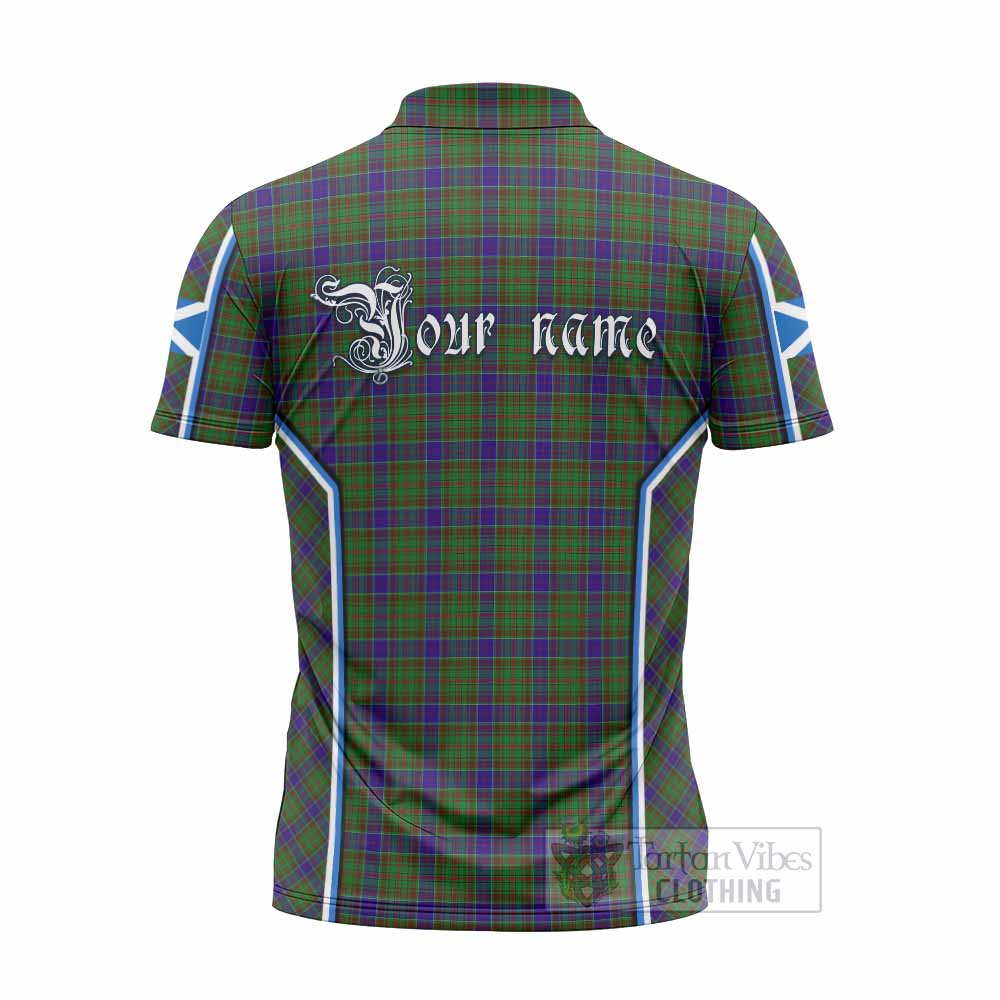 Adam Tartan Crest Zipper Polo Shirt Scotland Coat of Arm Flag Style - Tartan Vibes Clothing