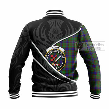 Adam Tartan Family Crest Baseball Jacket Celtic Scottish Thistle Floral