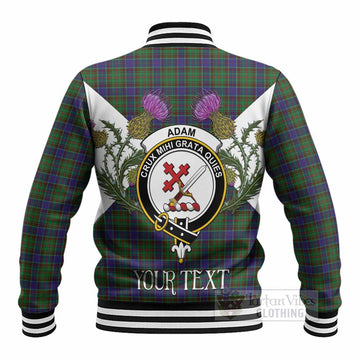 Adam Tartan Family Crest Baseball Jacket Scottish Burns Night Thistle Floral