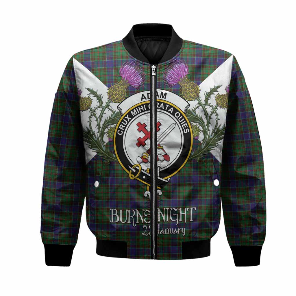 Adam Tartan Family Crest Bomber Jacket Scottish Burns Night Thistle Floral