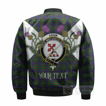 Adam Tartan Family Crest Bomber Jacket Scottish Burns Night Thistle Floral