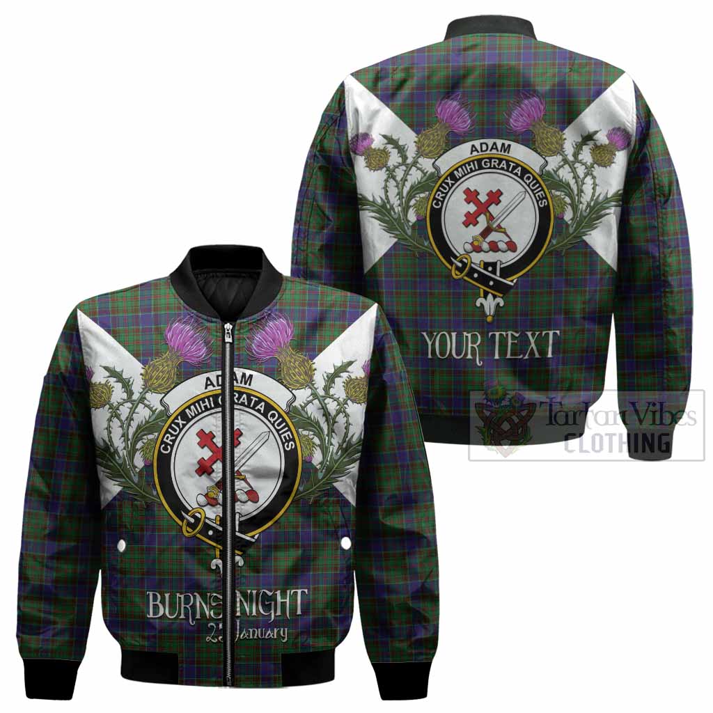 Adam Tartan Family Crest Bomber Jacket Scottish Burns Night Thistle Floral