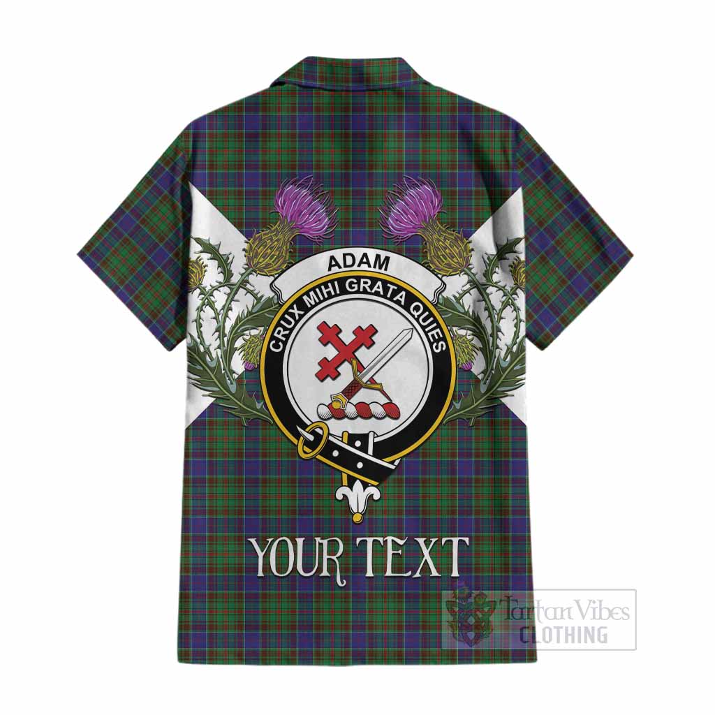Adam Tartan Family Crest Cotton Hawaiian Shirt Scottish Burns Night Thistle Floral
