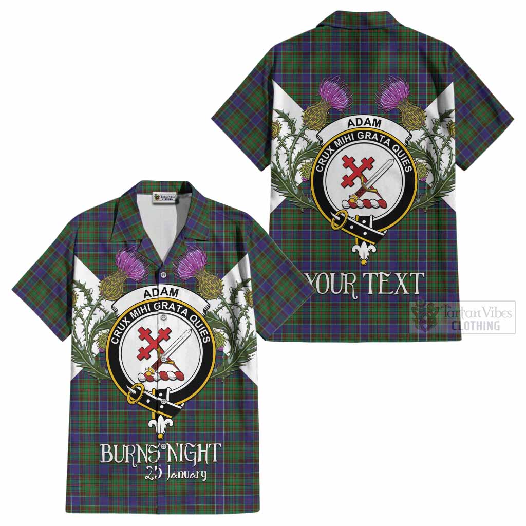 Adam Tartan Family Crest Cotton Hawaiian Shirt Scottish Burns Night Thistle Floral