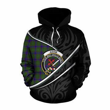 Adam Tartan Family Crest Cotton Hoodie Celtic Scottish Thistle Floral