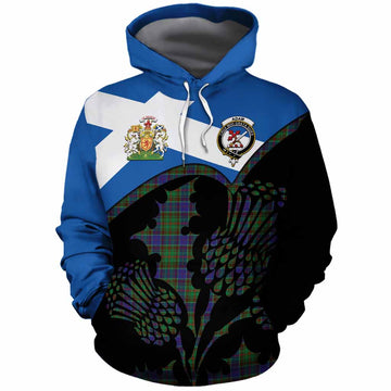 Adam Tartan Family Crest Cotton Hoodie Scotland Thistle Floral Flag Style