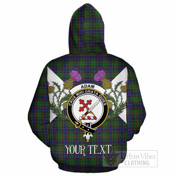 Adam Tartan Family Crest Cotton Hoodie Scottish Burns Night Thistle Floral