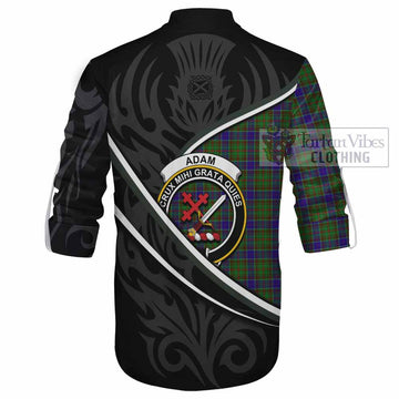 Adam Tartan Family Crest Ghillie Kilt Shirt Celtic Scottish Thistle Floral