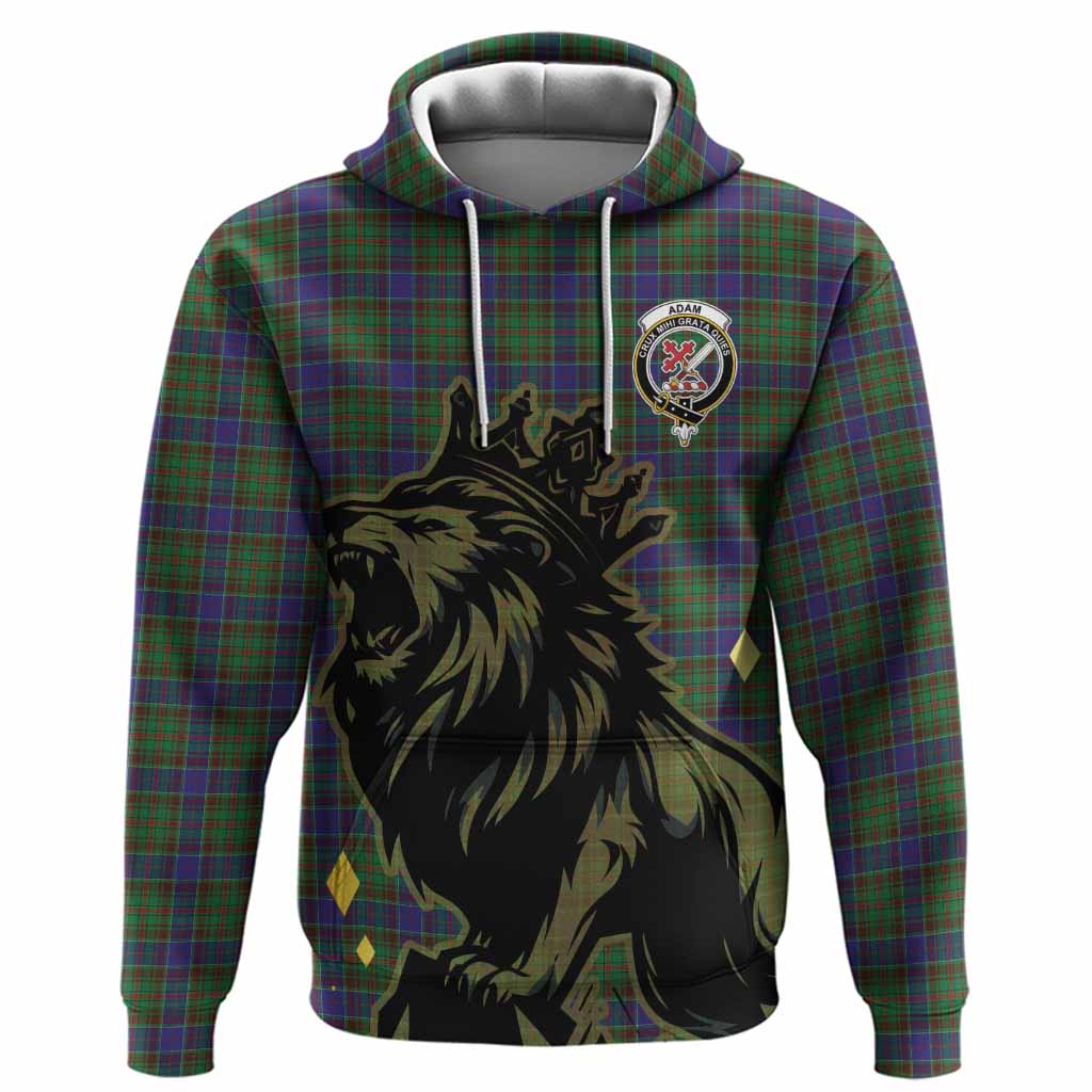 Adam Tartan Family Crest Hoodie Crowned Lion Roaring