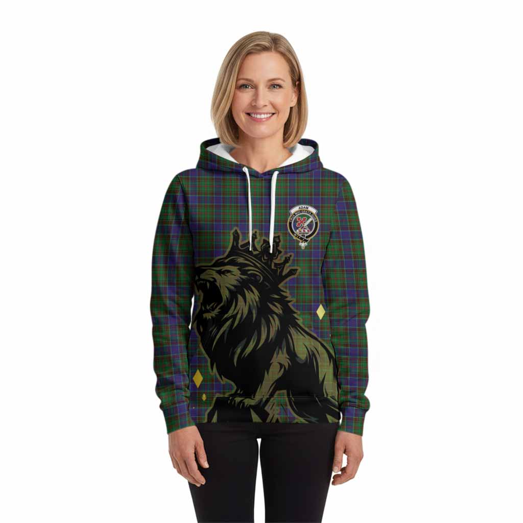 Adam Tartan Family Crest Hoodie Crowned Lion Roaring