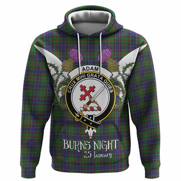 Adam Tartan Family Crest Hoodie Scottish Burns Night Thistle Floral